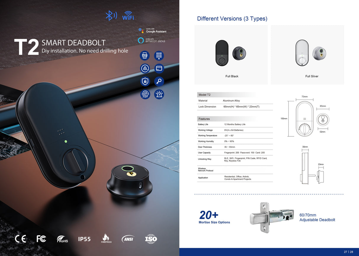 Smart Universal Cylinder Lock - T2